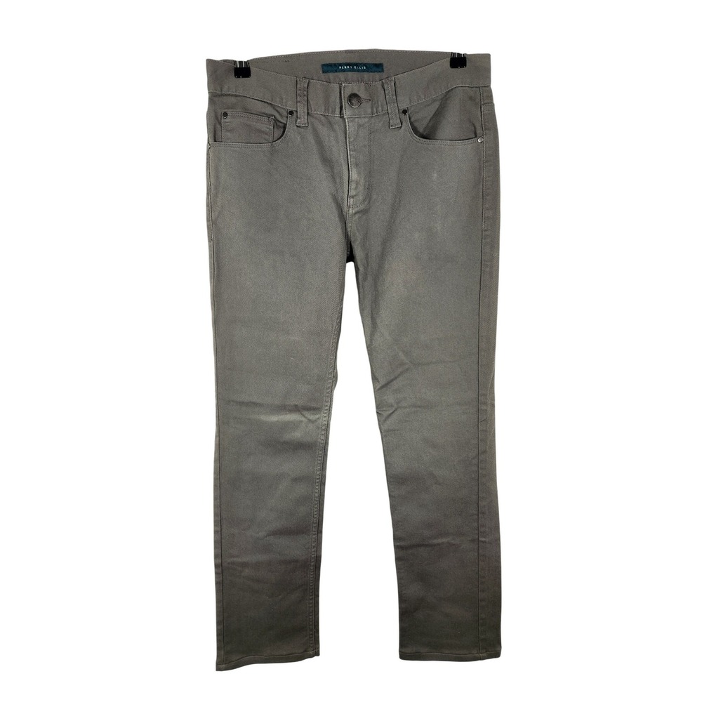 Perry Ellis Mens Moss Green Straight Leg Mid Rise Denim Jeans Pants Size 30 X 32